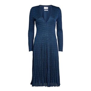St John New Cable Stripes Sequin Knit Long Sleeve Midi Dress Size 6 $1,995.00